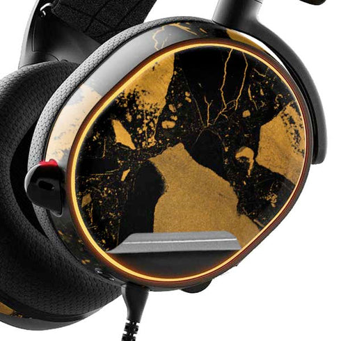 Black and Gold Scattered Marble SteelSeries Arctis 3 Skin